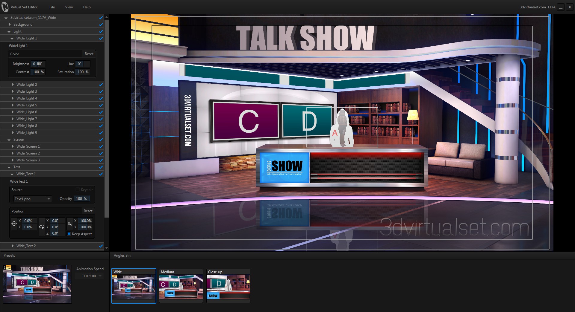 Virtual Studio 117A for NewTek TriCaster Virtual Set Editor Templates